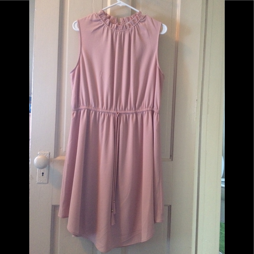 Ruched Collared Light Pink Dress